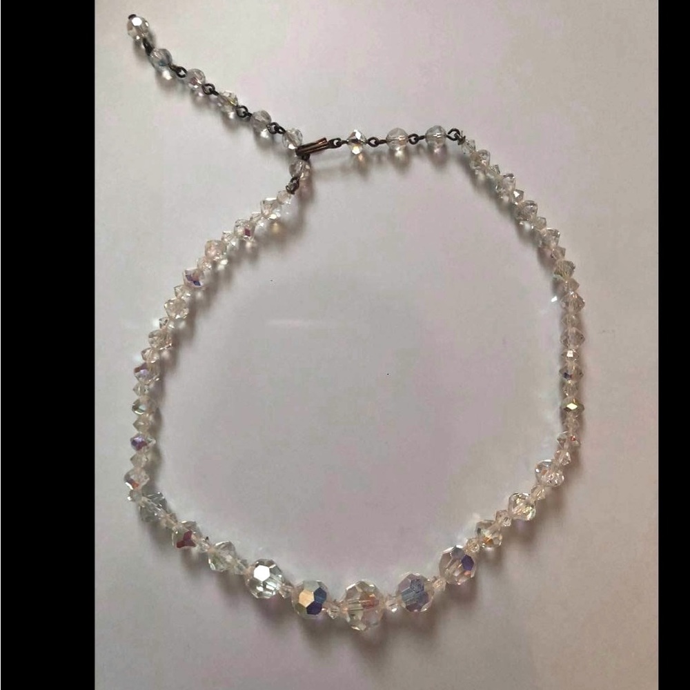 Vintage Aurora Borealis crystal chocker necklace